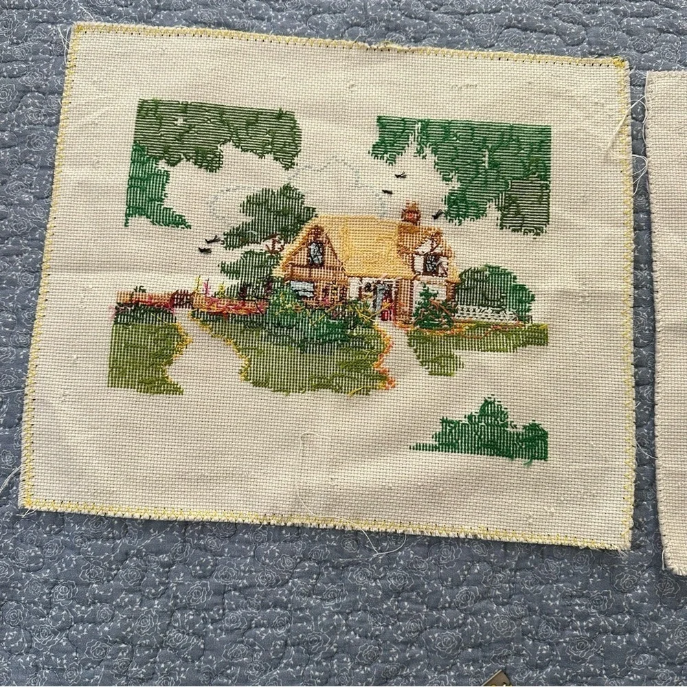 Cross Stitch Charming Cottage Country Church Cottagecore Gift Handmade 8 x 10